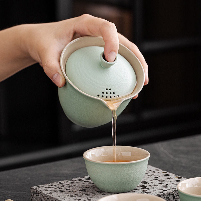 Travel Tea Set One Pot With Three Cups Gaiwan 茶壶盖碗3茶杯