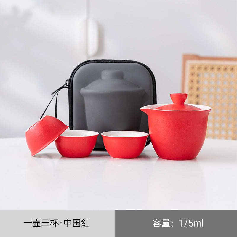 Travel Tea Set One Pot With Three Cups Gaiwan 茶壶盖碗3茶杯